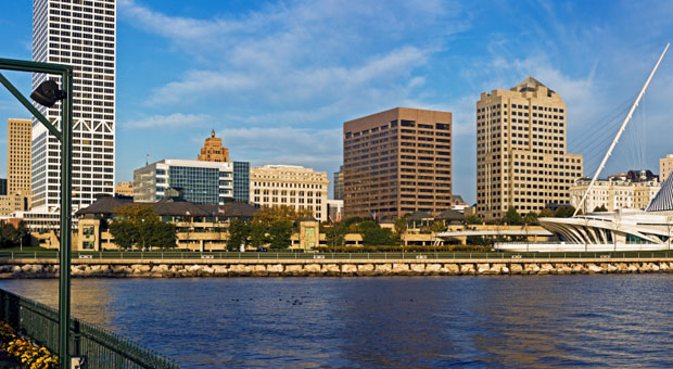 View of the Milwaukee lakefront while on Lake Michigan