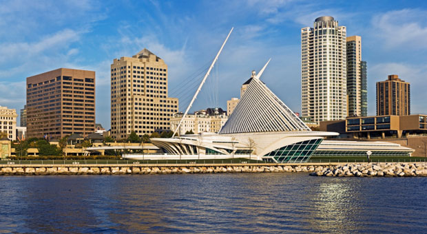 View of the Calatrava Art Museum from the Milwaukee Harbor